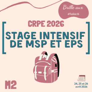 Stage intensif de MSP/EPS - Grand public CRPE 2026