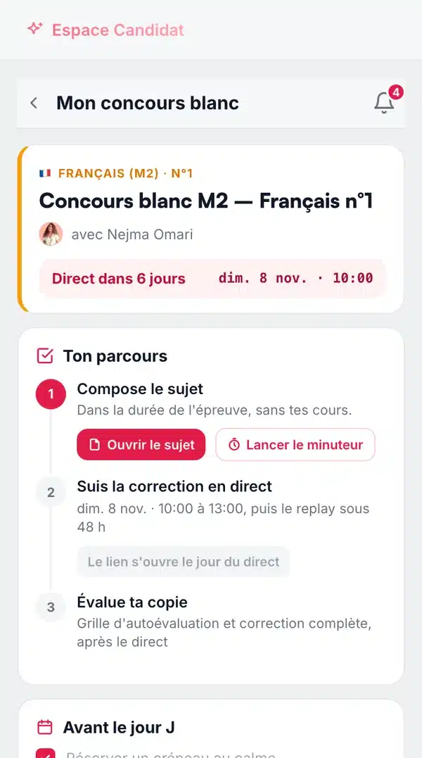 Un espace de préparation pour chaque concours blanc